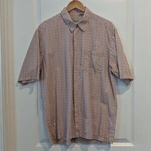 Levi's Shirt Men's Medium Red Tab Button Up Short Sleeve 100% Cotton Red White